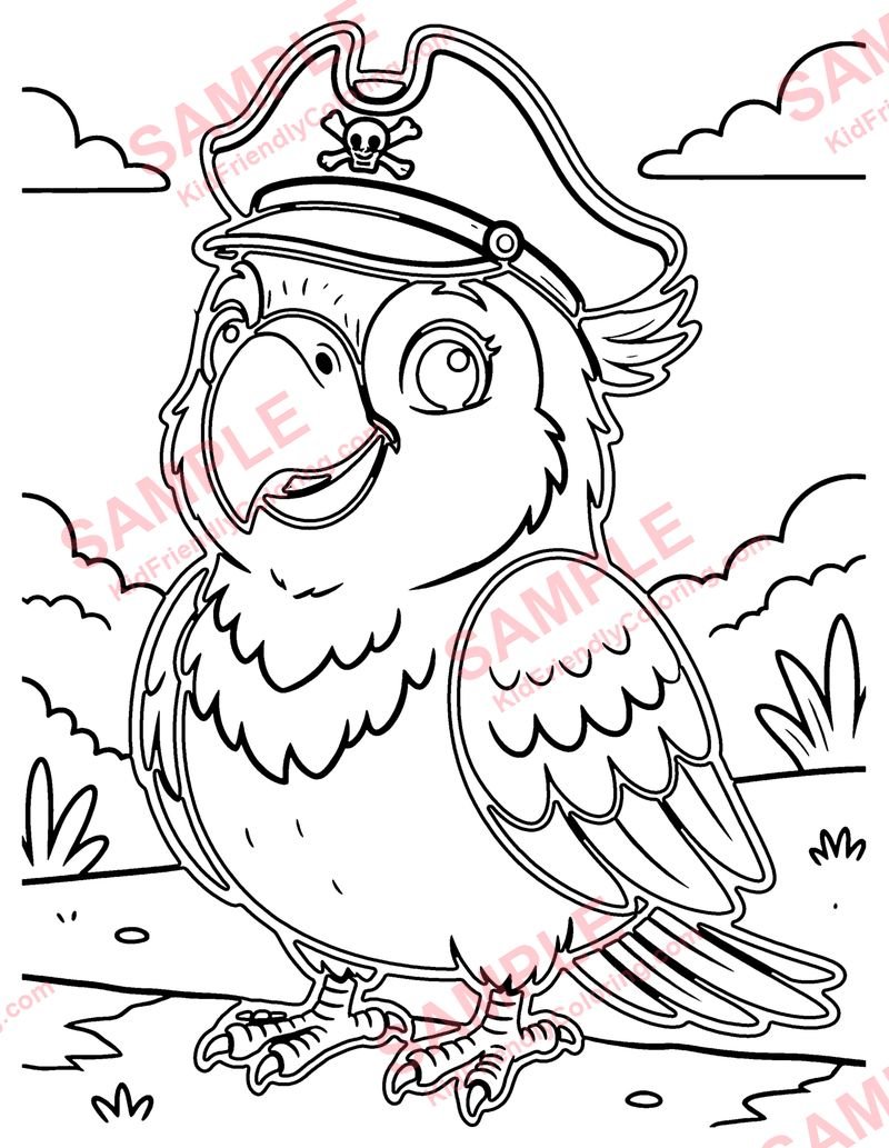 Pirate Parrot coloring page preview