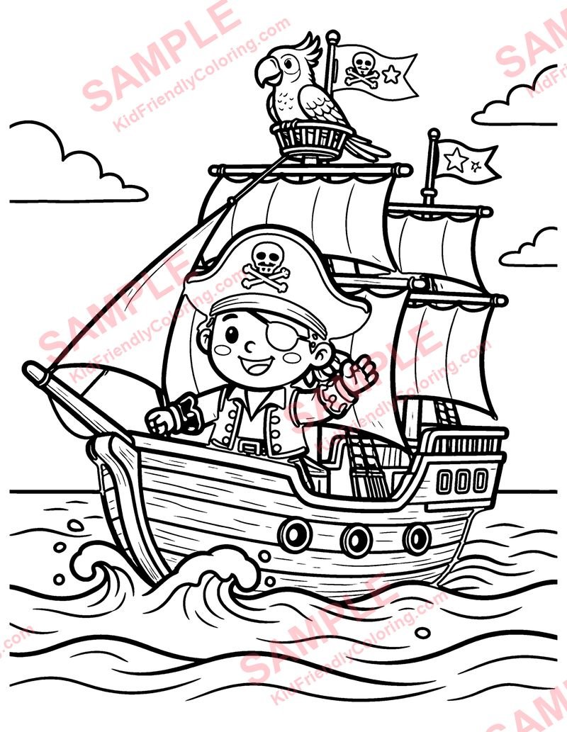 Pirate Ship coloring page preview