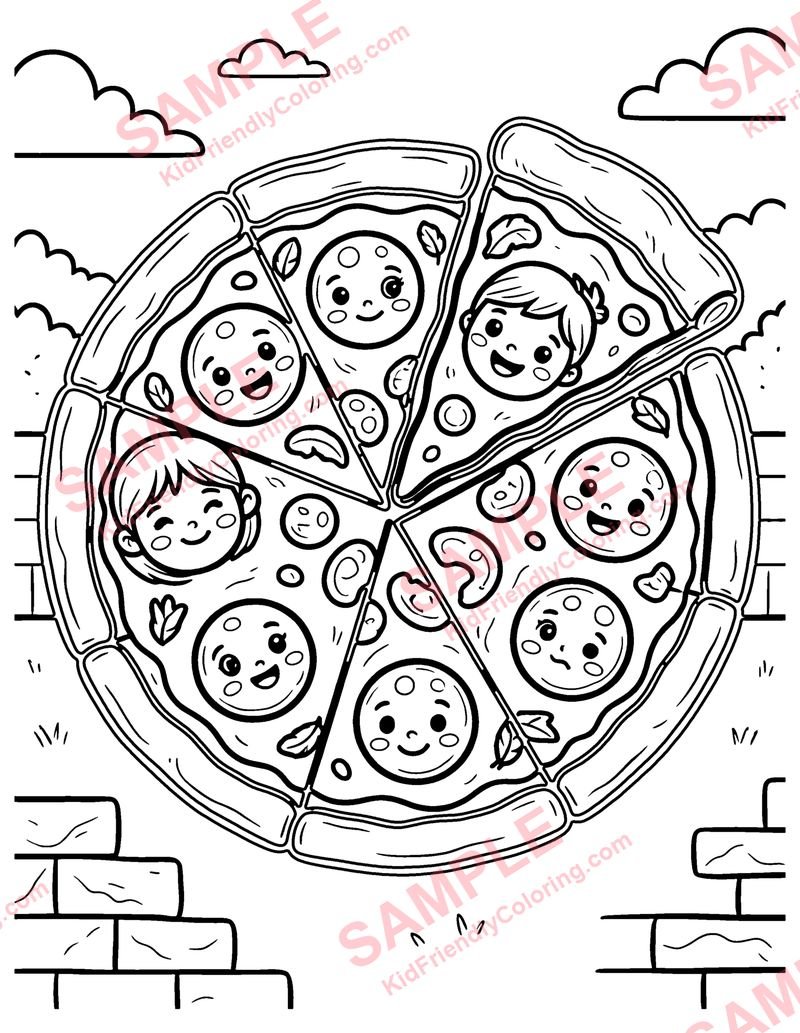 Pizza coloring page preview