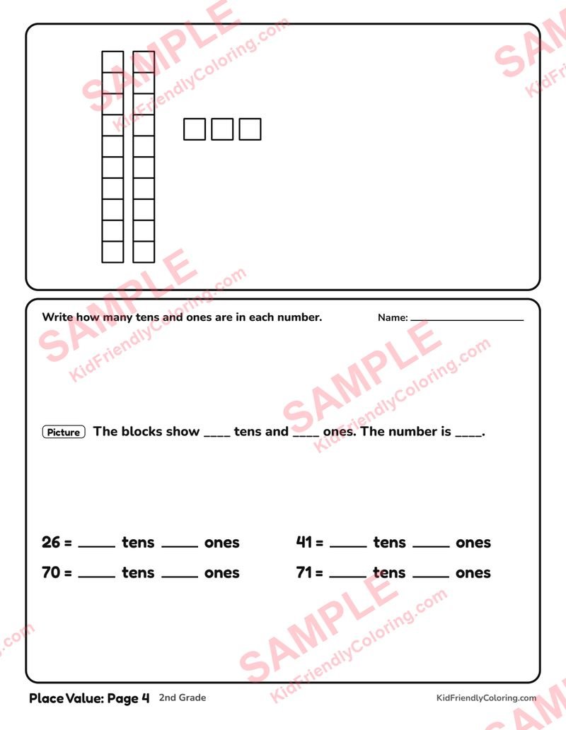 Place Value: Page 4 coloring page preview