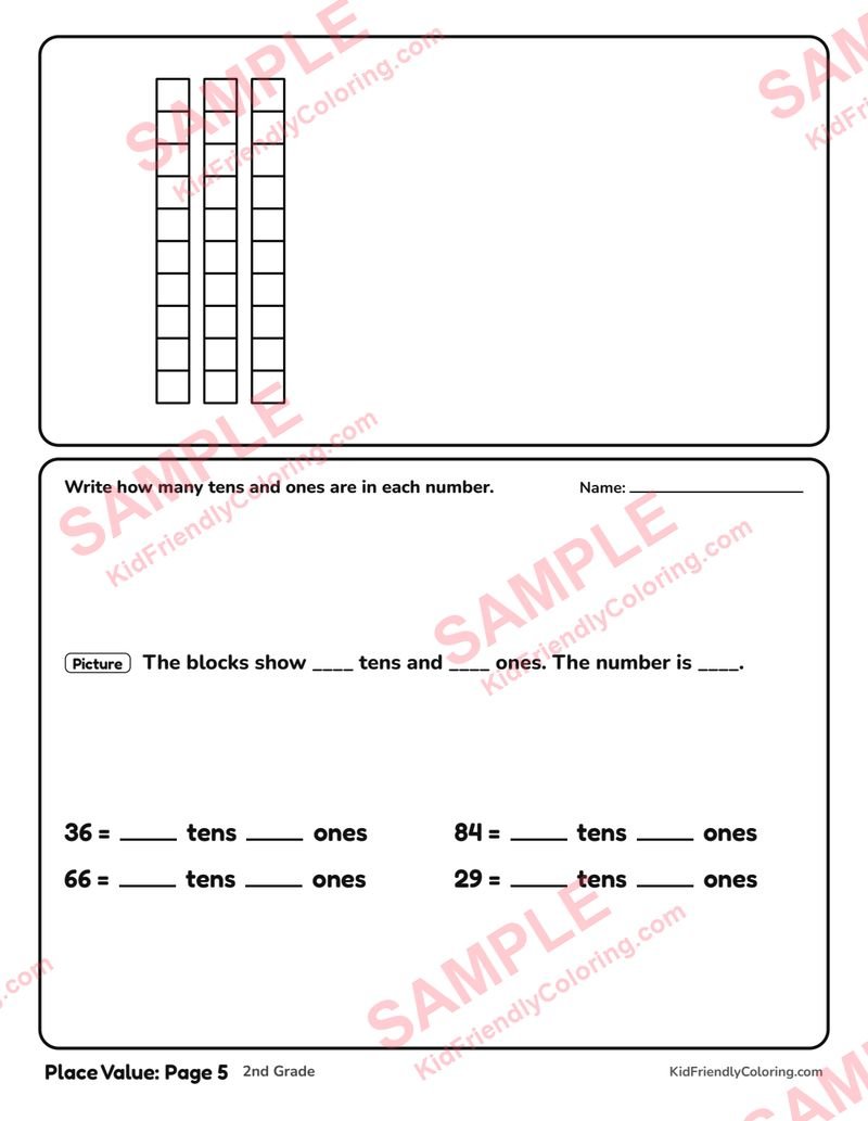 Place Value: Page 5 coloring page preview