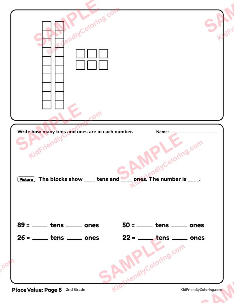 Place Value: Page 8 coloring page preview