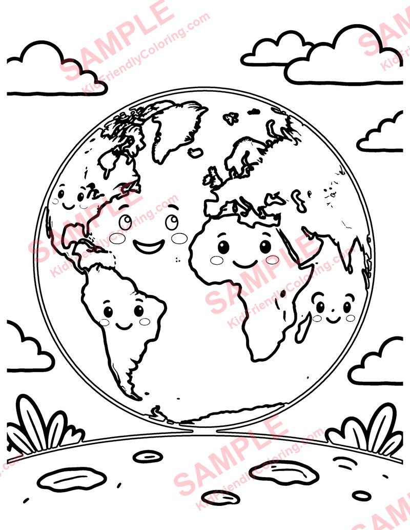 Planet Earth coloring page preview