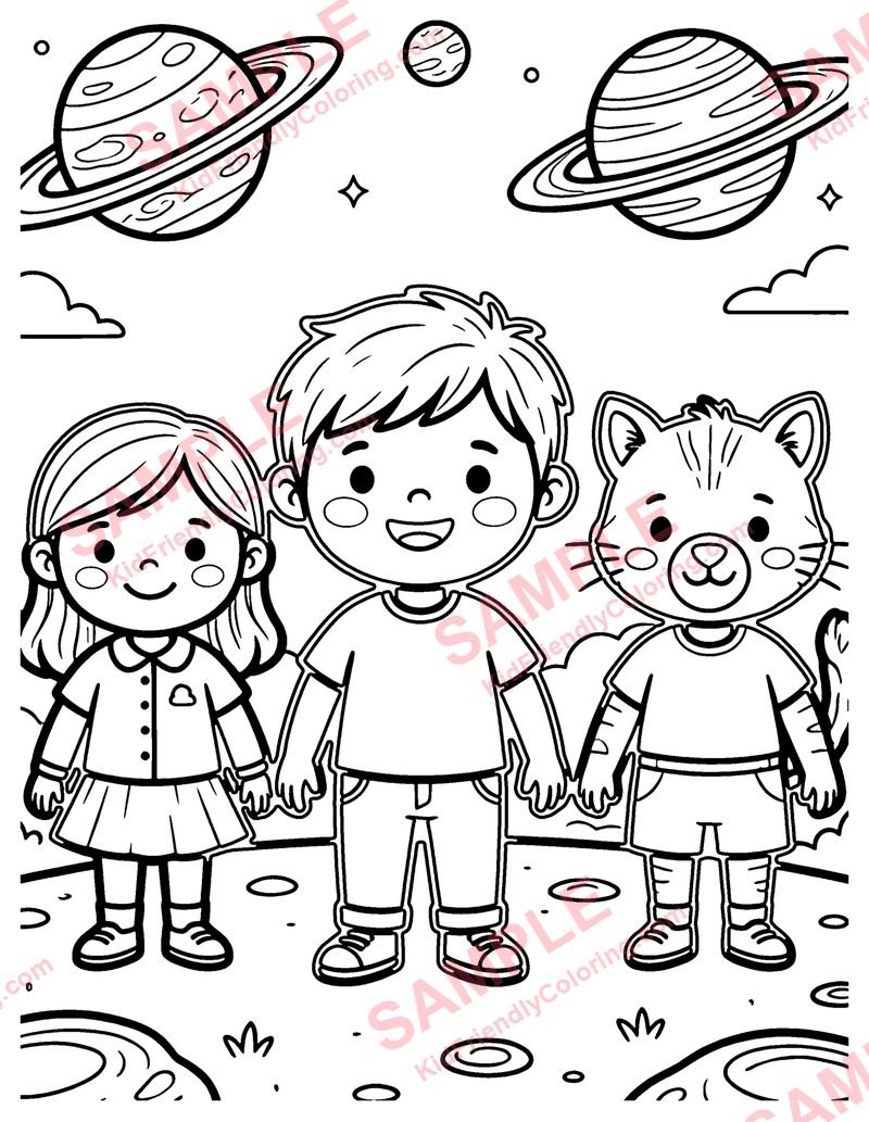 Planets coloring page preview