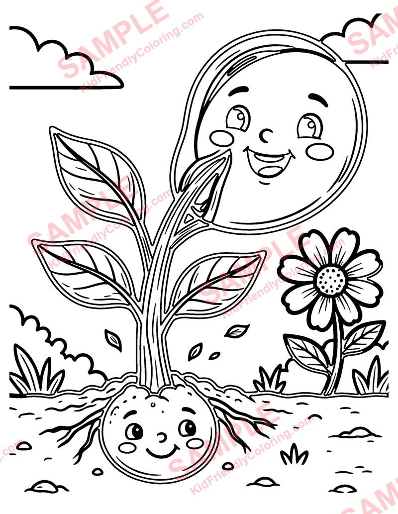Plant Life Cycle coloring page preview