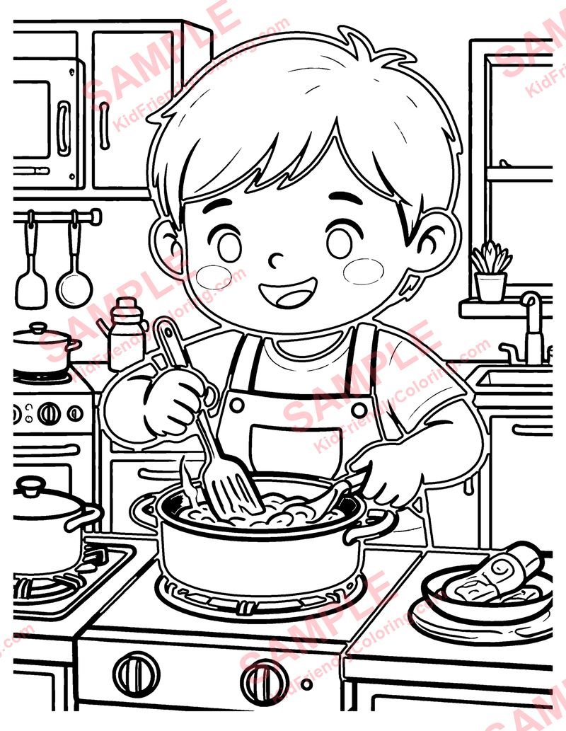 Play Kitchen coloring page preview