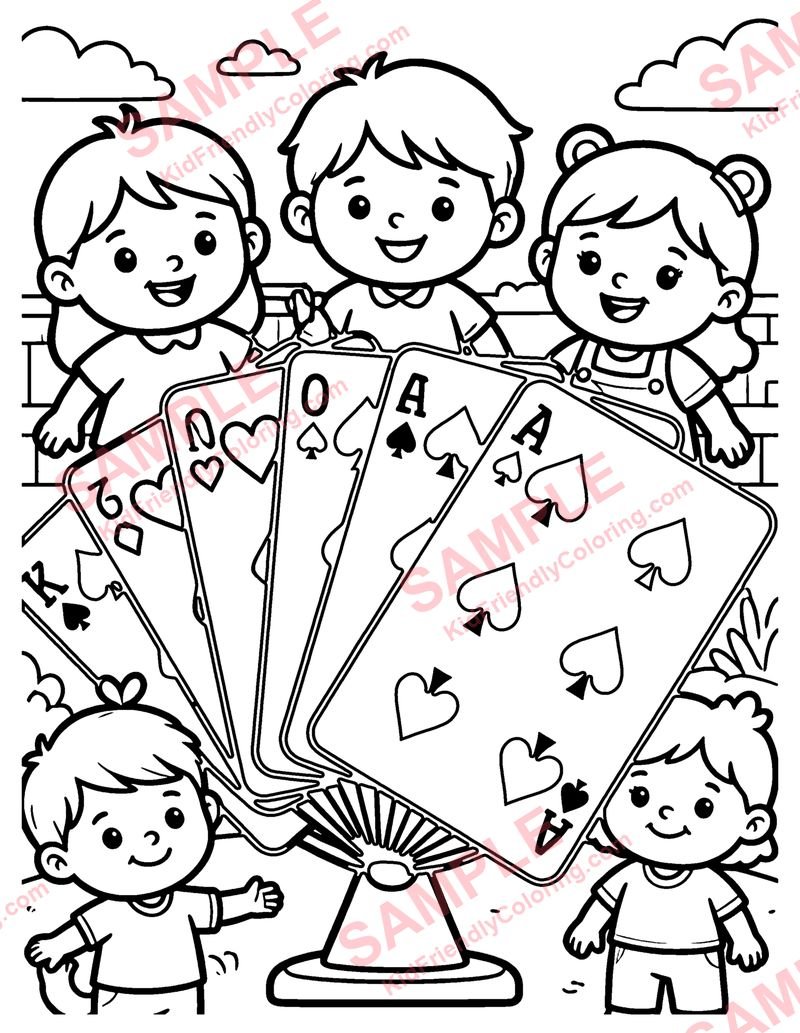 Playing Cards coloring page preview