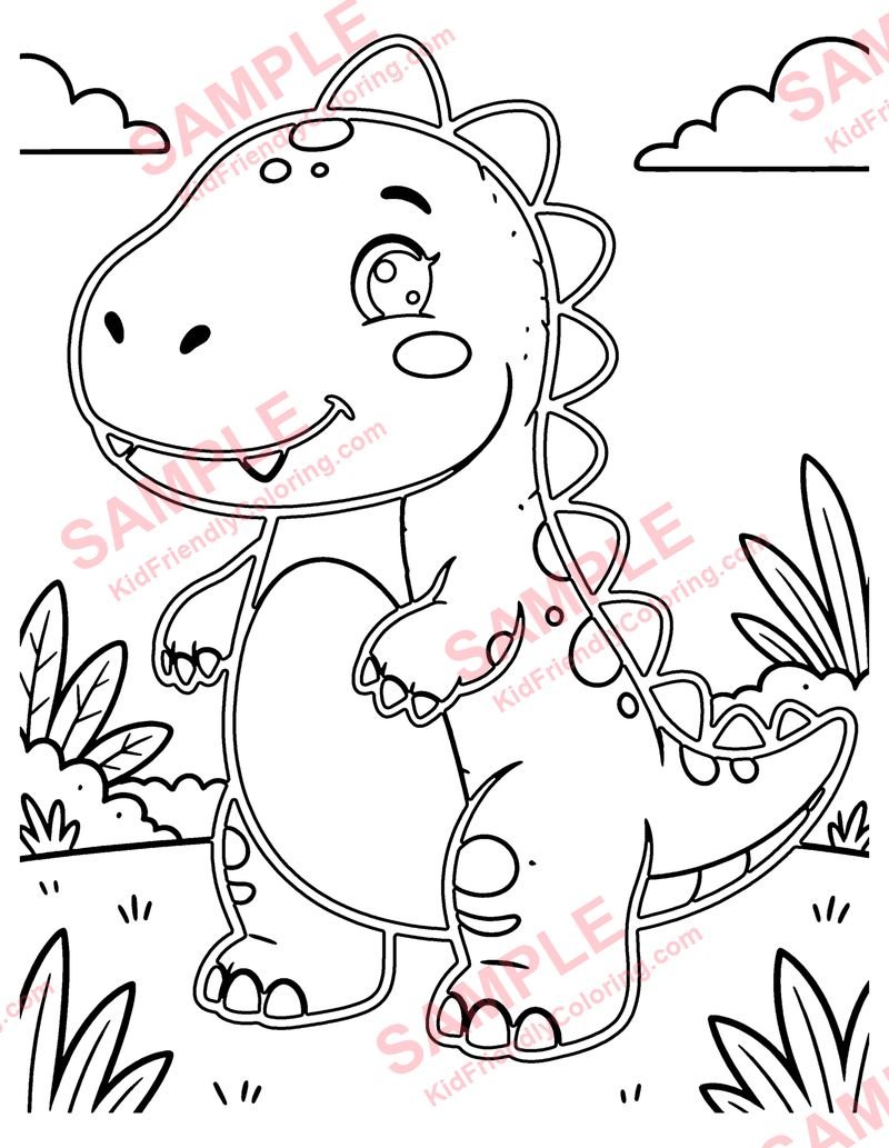 Plush Dinosaur coloring page preview