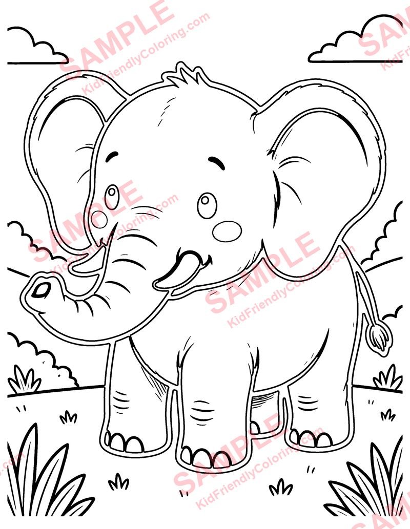 Plush Elephant coloring page preview