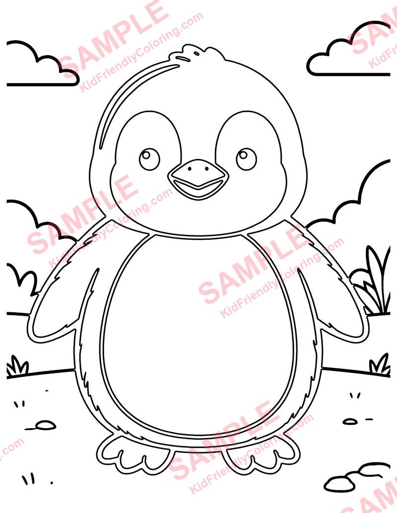 Plush Penguin coloring page preview