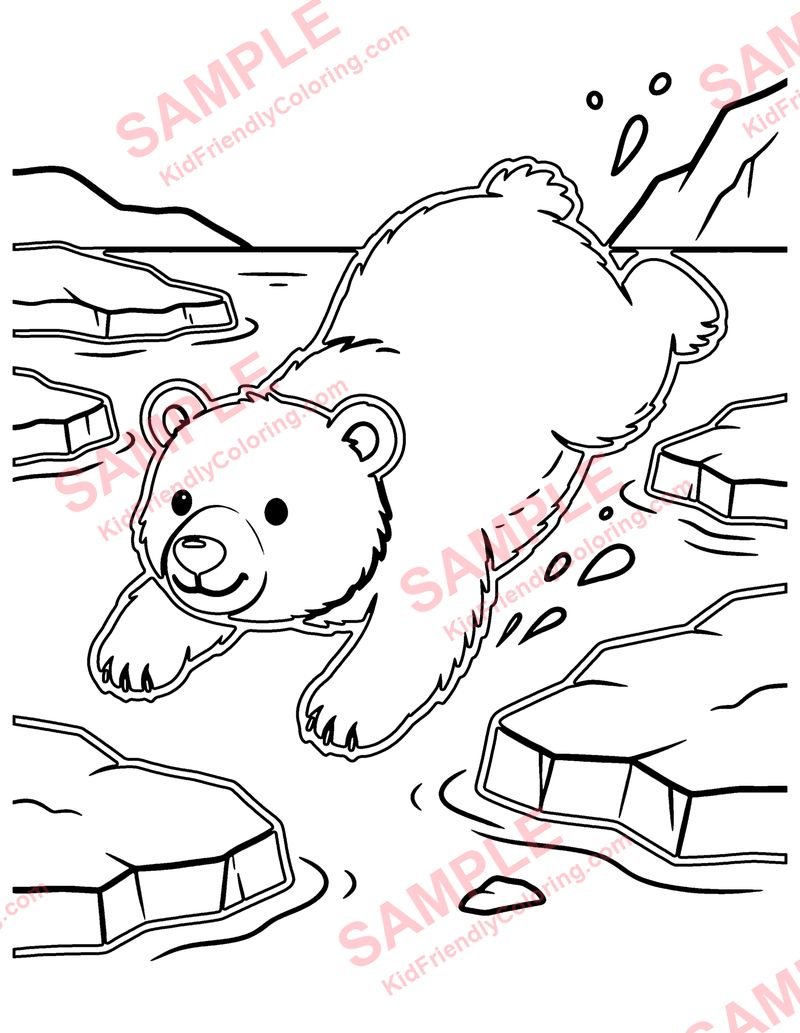 Polar Bear Dive coloring page preview