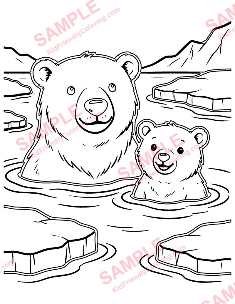 Polar Bear Swim coloring page preview