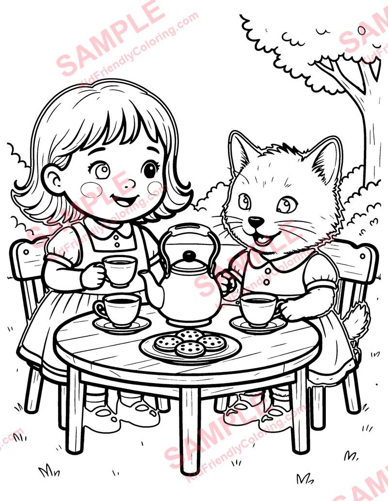 Polly Put the Kettle On coloring page preview