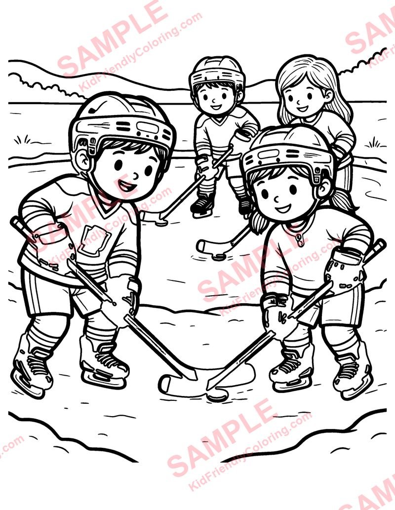 Pond Hockey coloring page preview