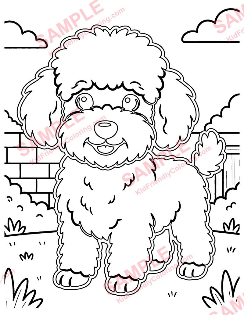 Poodle coloring page preview