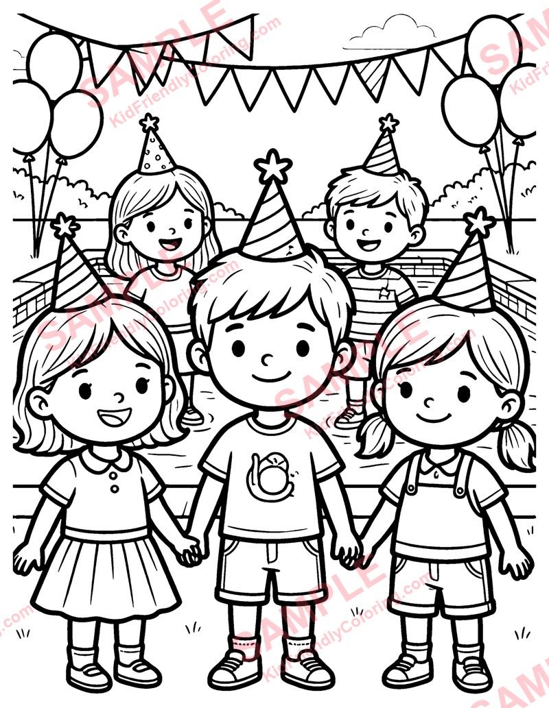 Pool Birthday coloring page preview