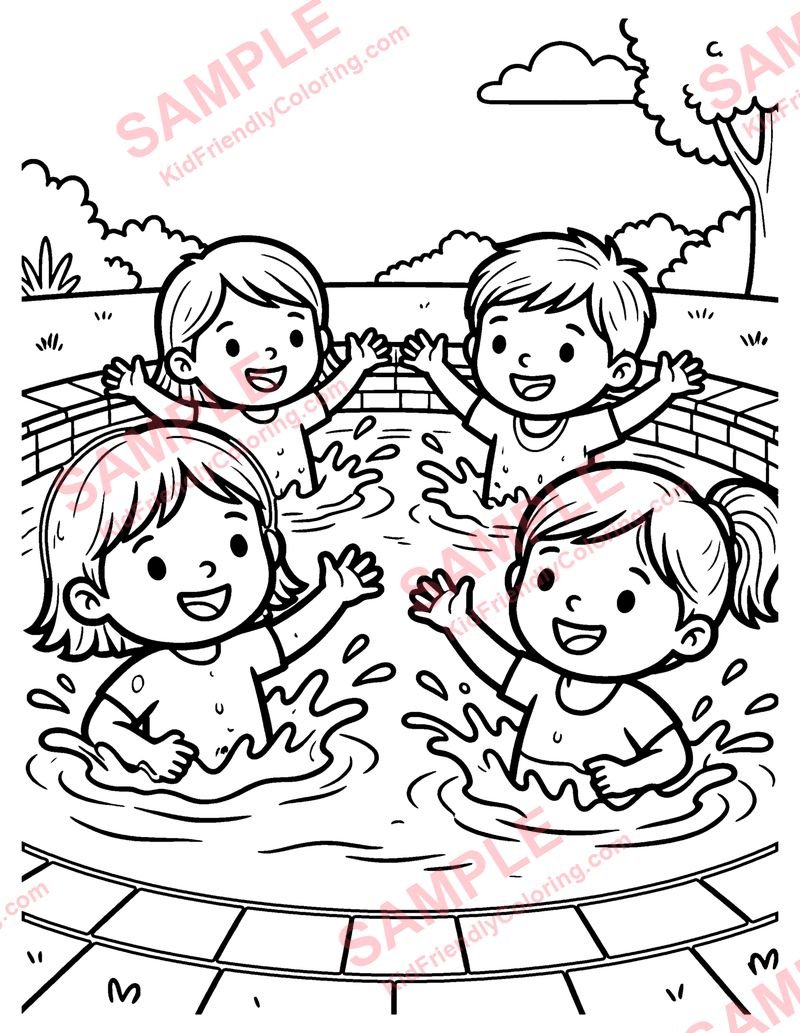 Pool Party coloring page preview