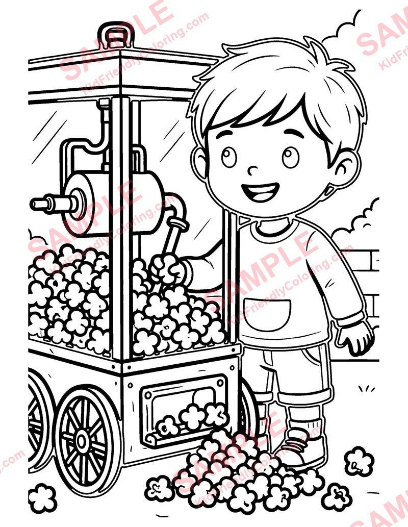 Popcorn Machine coloring page preview