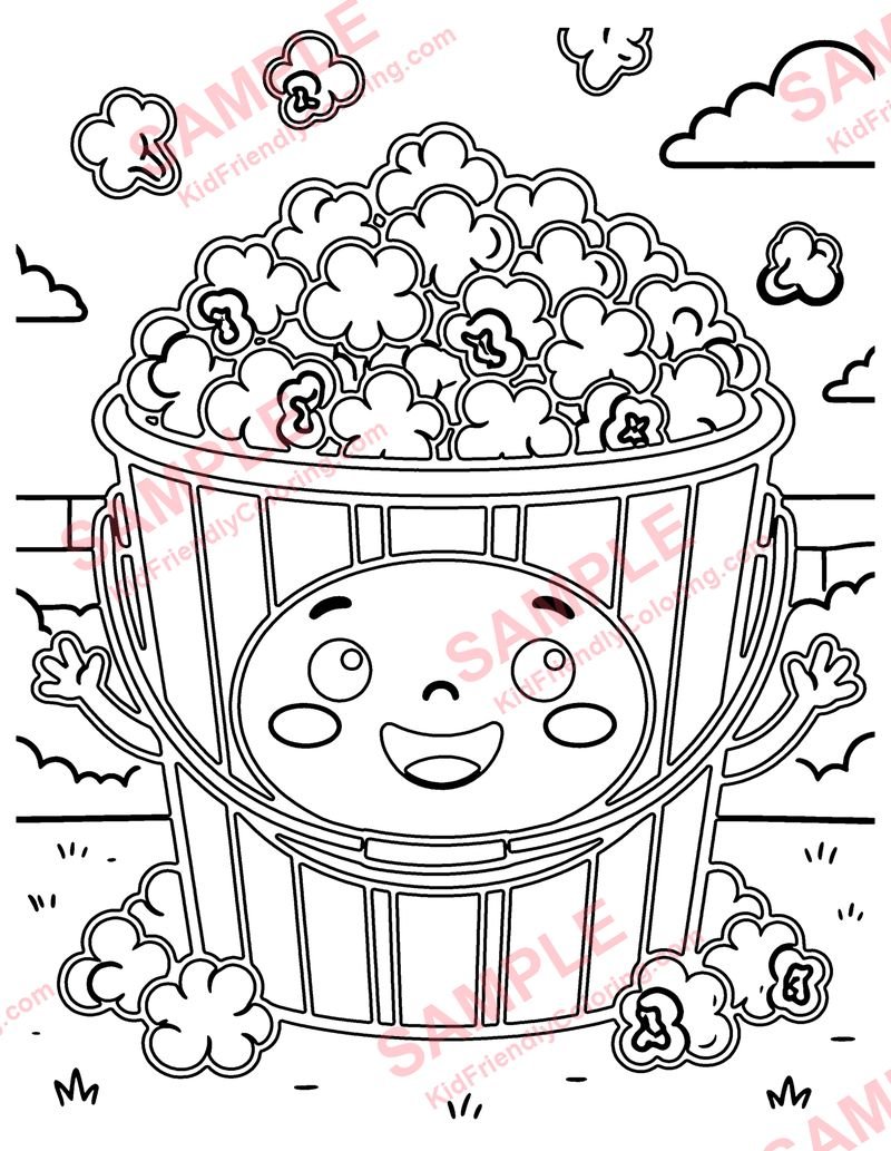 Popcorn Party coloring page preview