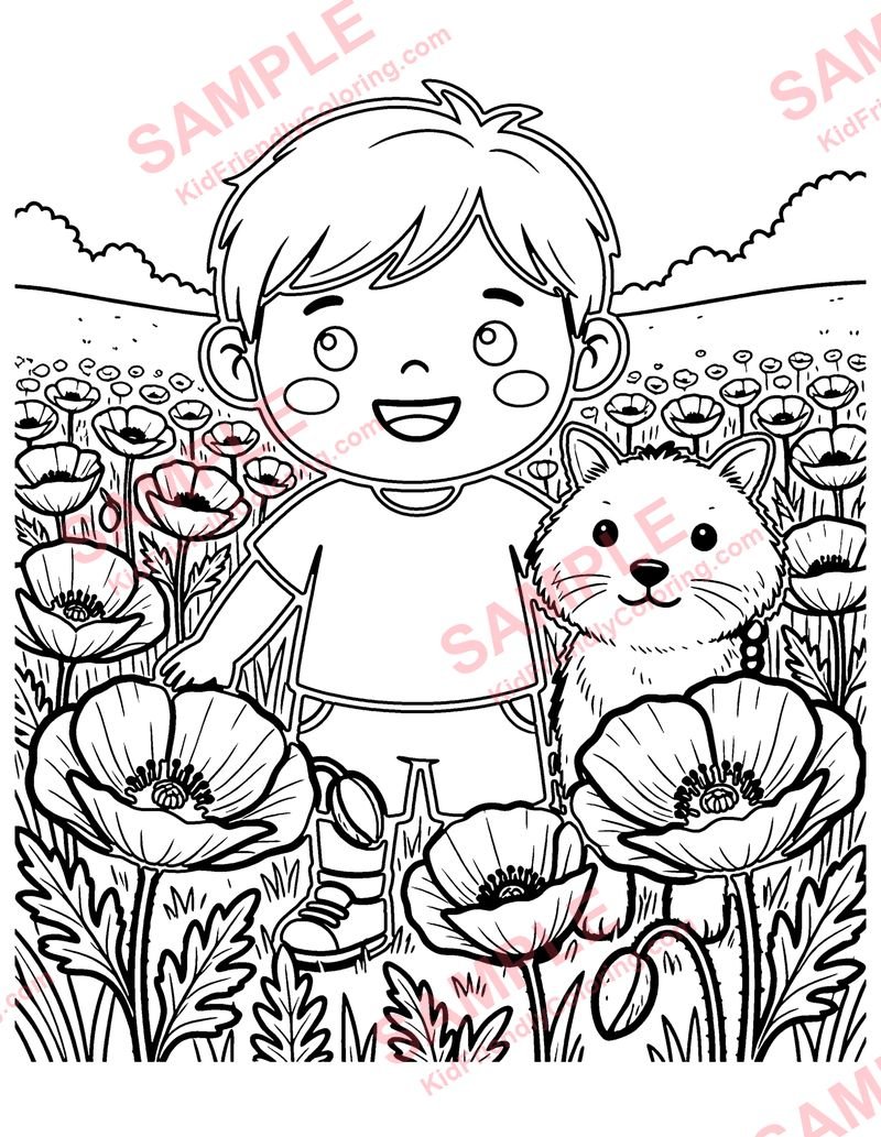 Poppy Field coloring page preview