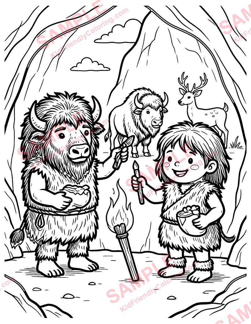 Prehistoric Cave Paintings coloring page preview