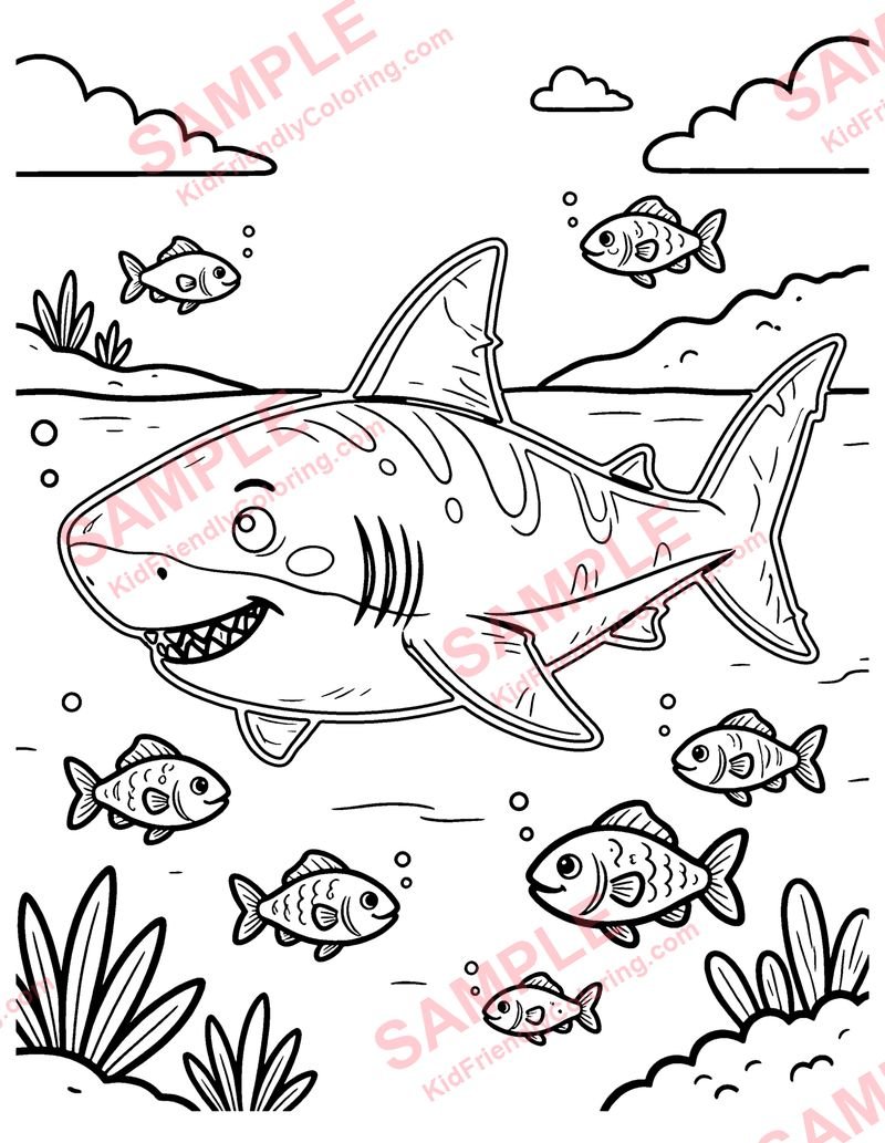 Prehistoric Shark coloring page preview