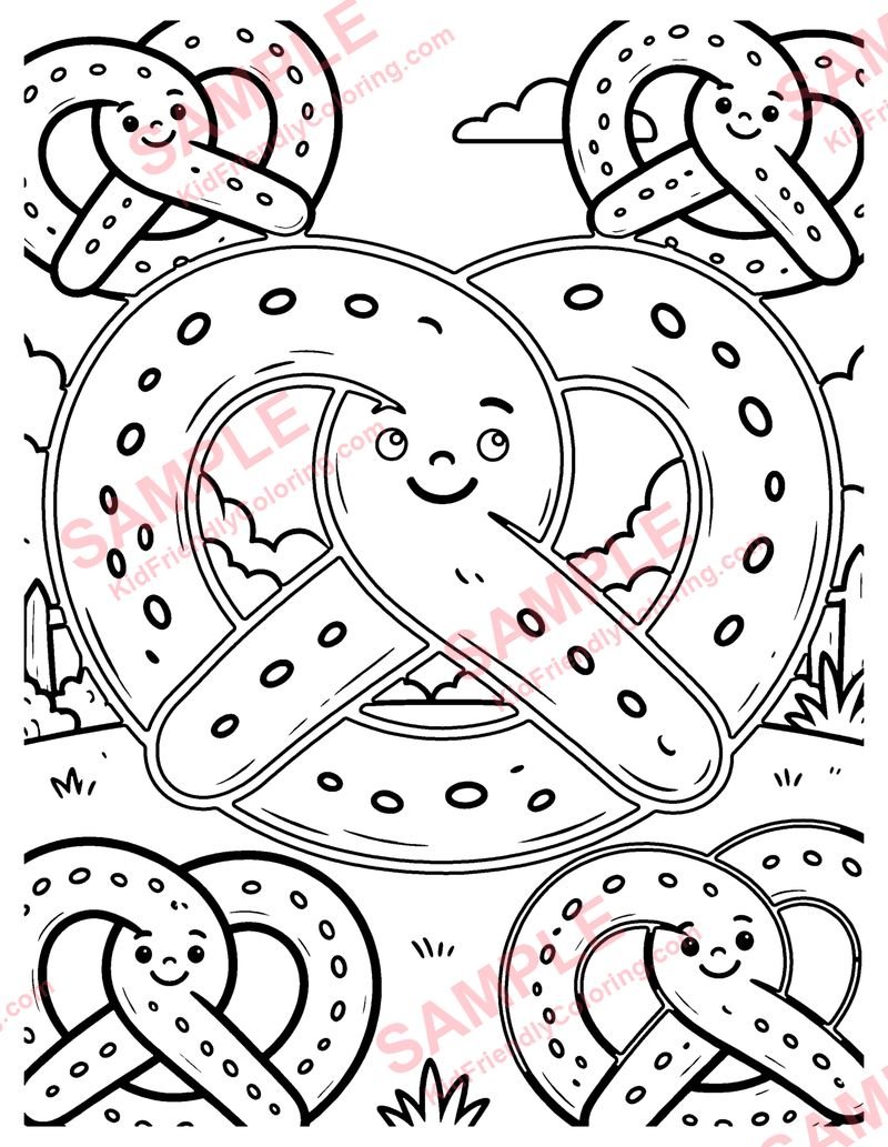 Pretzels coloring page preview