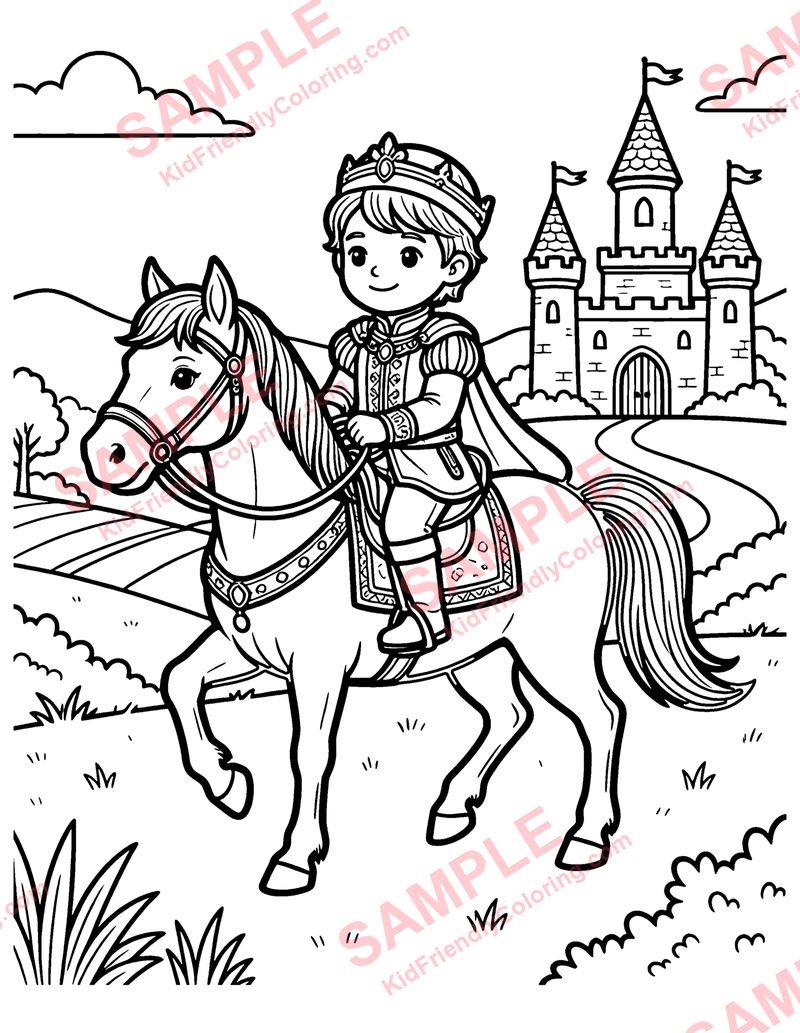 Prince on Horseback coloring page preview
