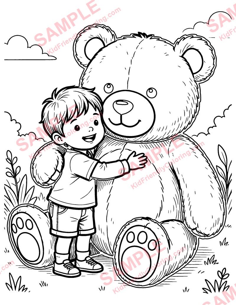 Prize Teddy Bear coloring page preview
