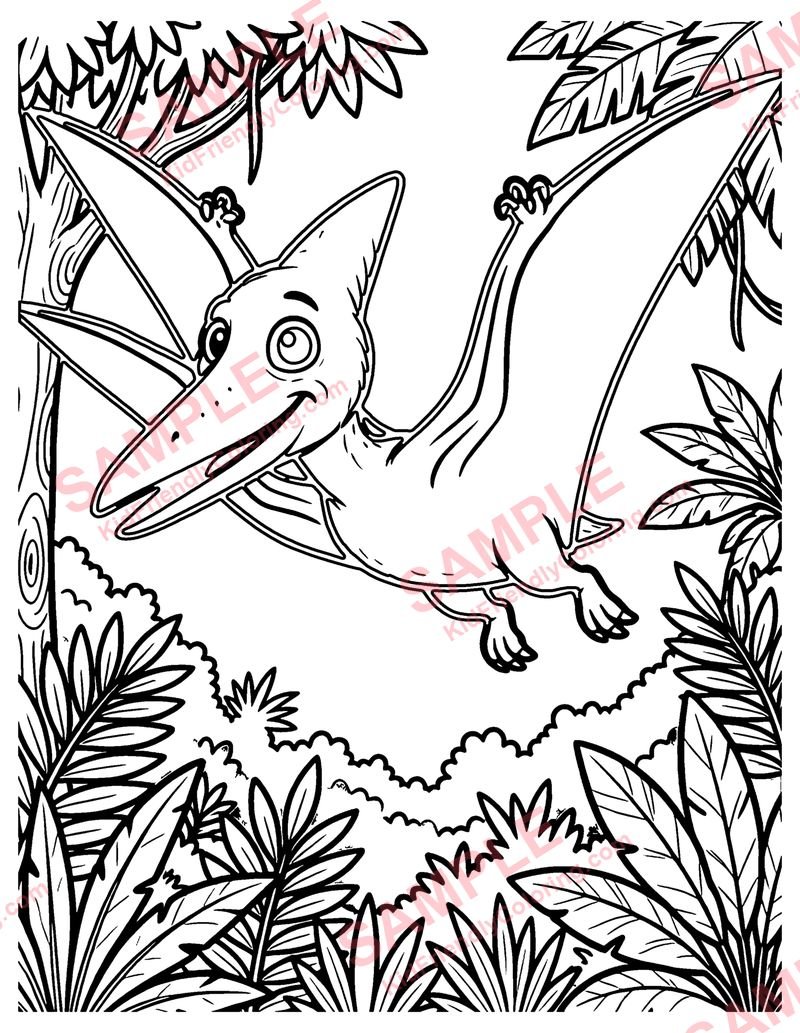 Pterodactyl Flight coloring page preview