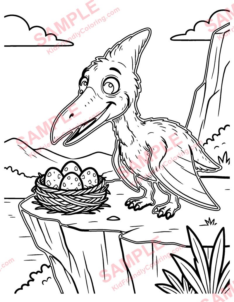 Pterodactyl Nest coloring page preview