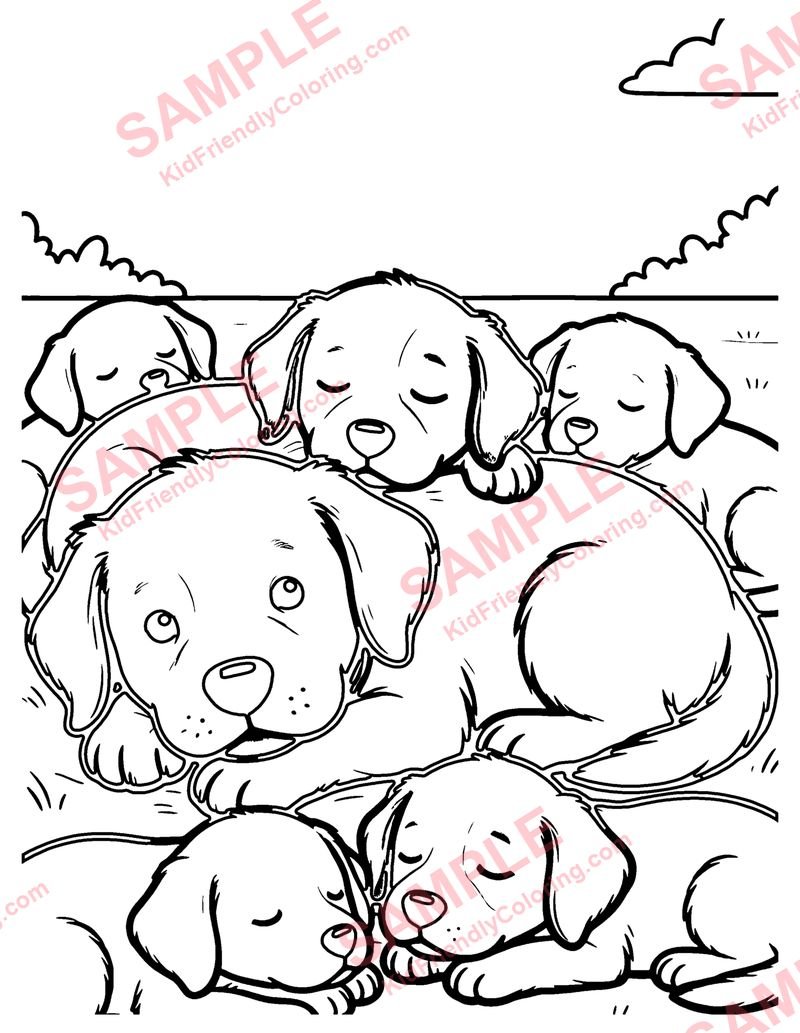 Puppy Pile coloring page preview