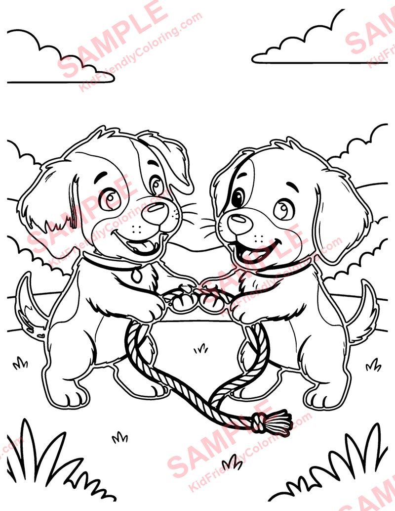 Puppy Playtime coloring page preview