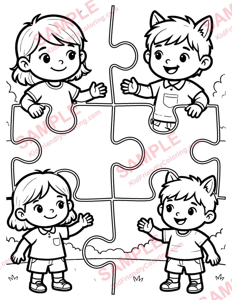 Puzzle Pieces coloring page preview