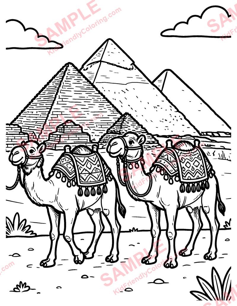 Pyramids of Giza coloring page preview