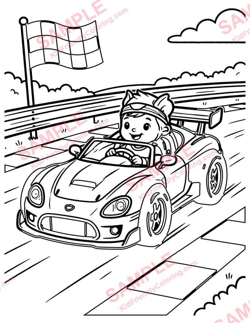 Race Car coloring page preview