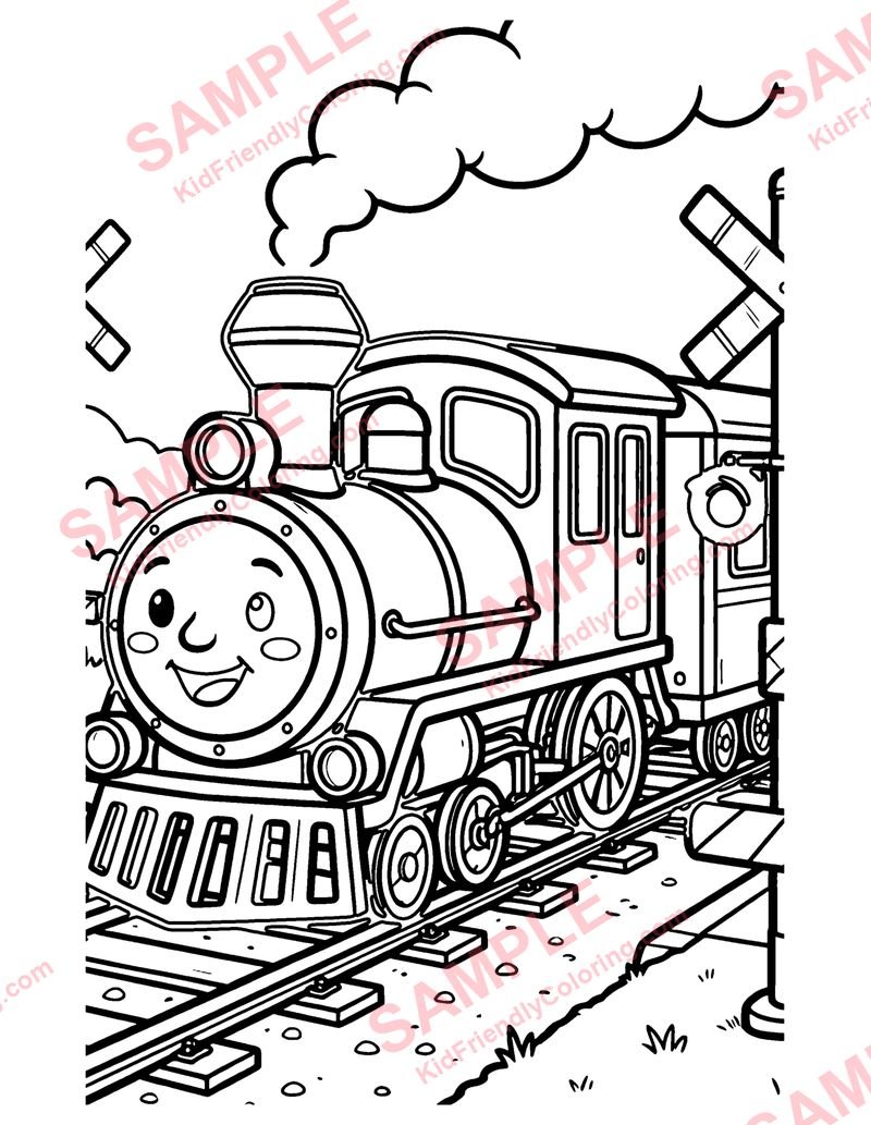 Railway Crossing coloring page preview