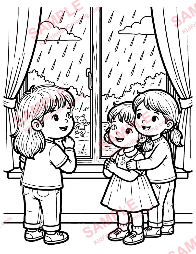 Rain, Rain, Go Away coloring page preview