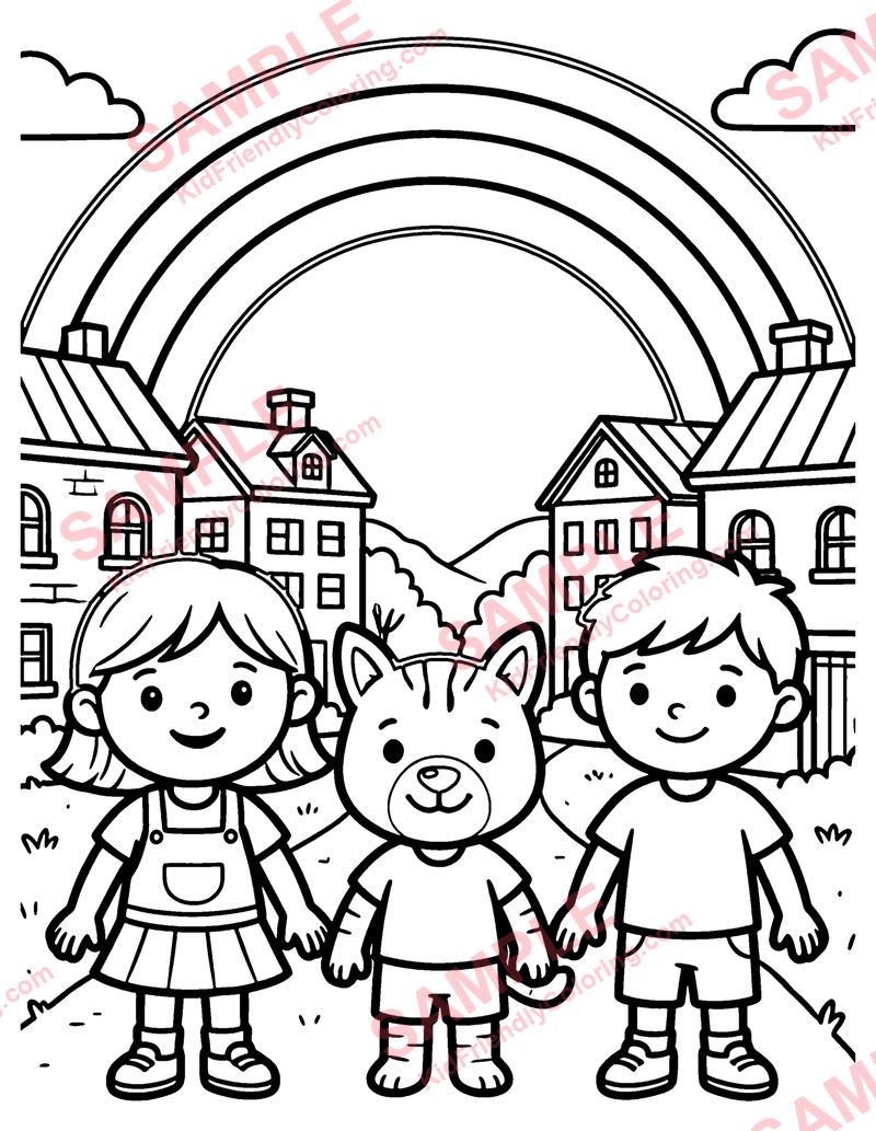 Rainbow After Rain coloring page preview