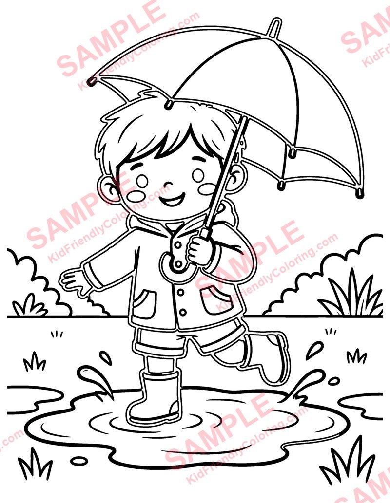 Rainy Day Puddles coloring page preview