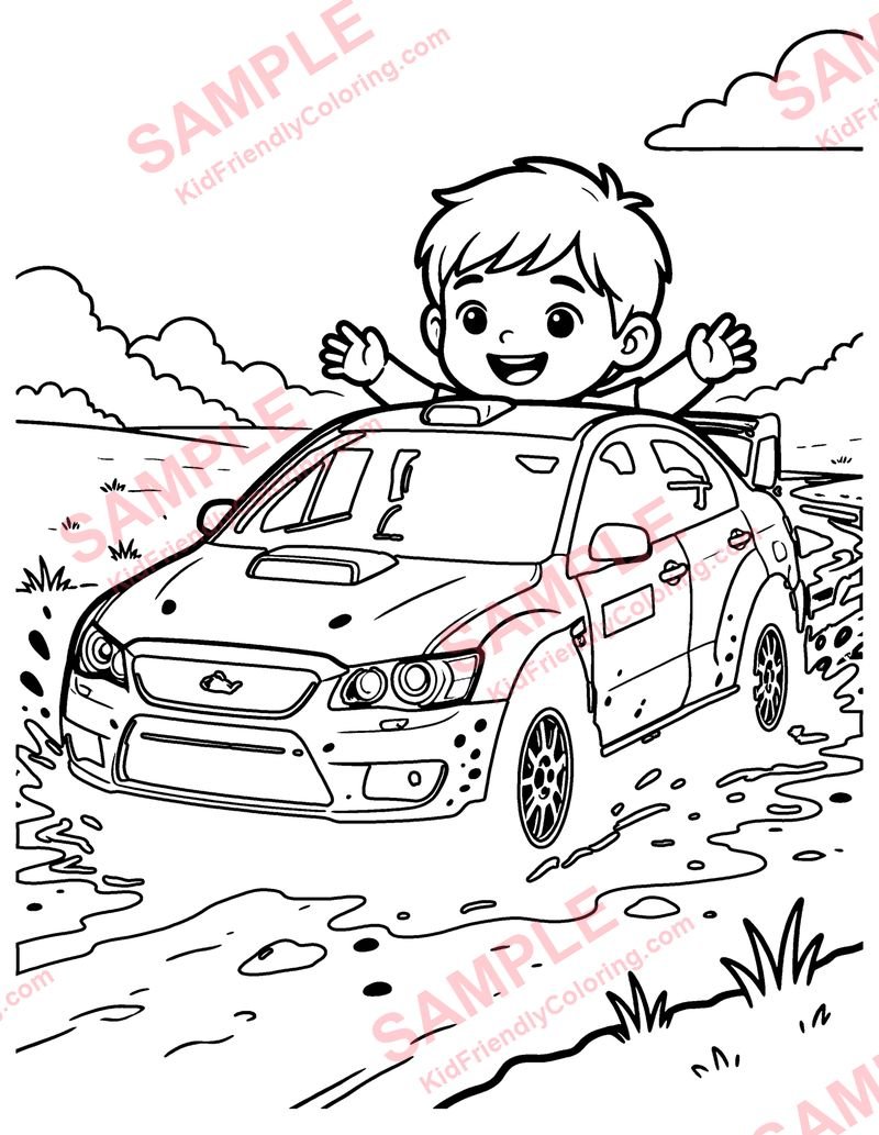 Rally Car coloring page preview