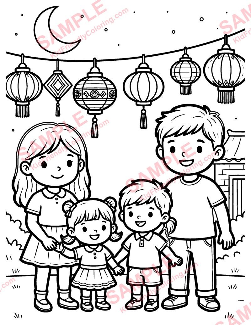 Ramadan Lanterns coloring page preview