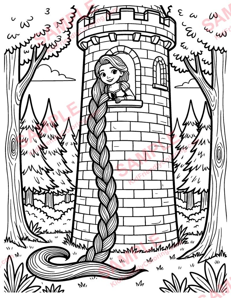 Rapunzel's Tower coloring page preview