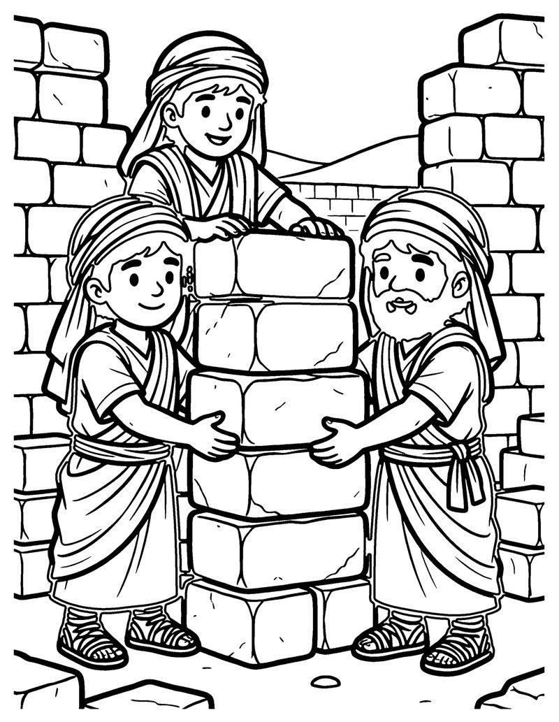 Rebuilding the Temple coloring page preview