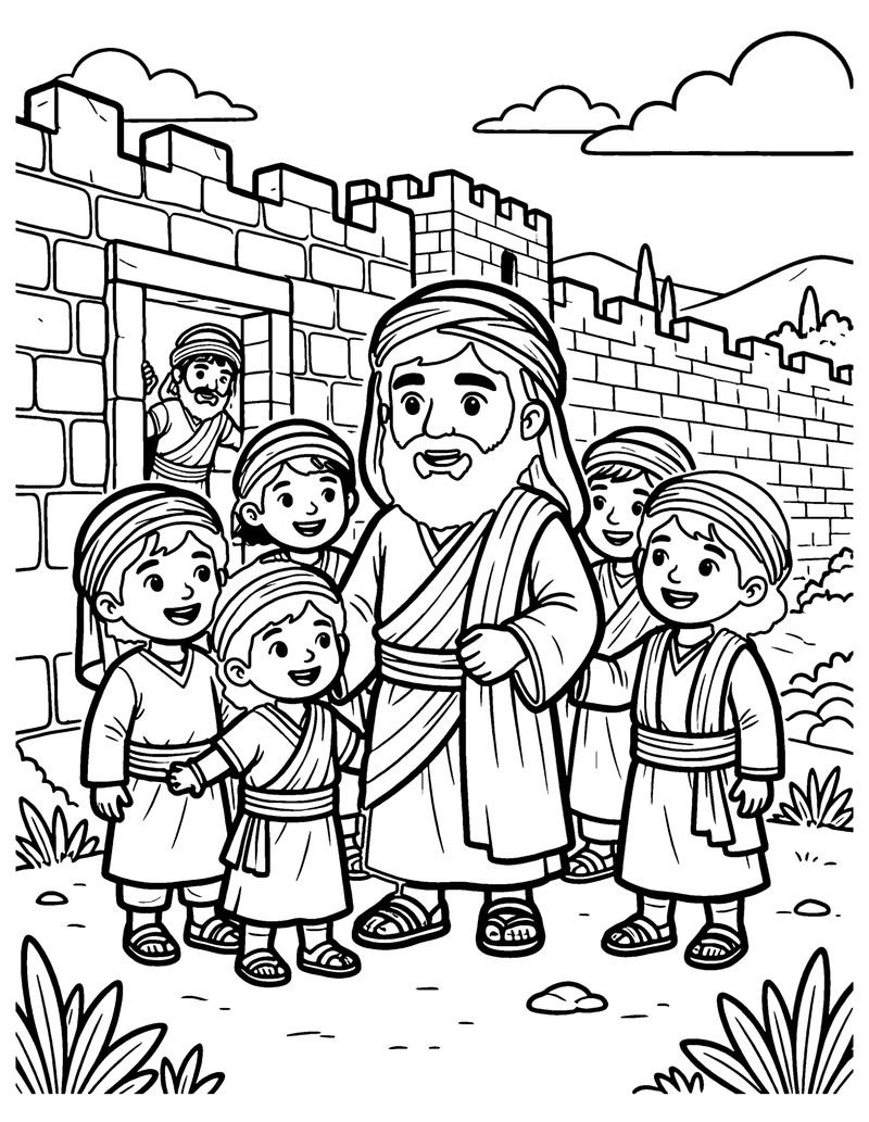 Rebuilding the Walls coloring page preview