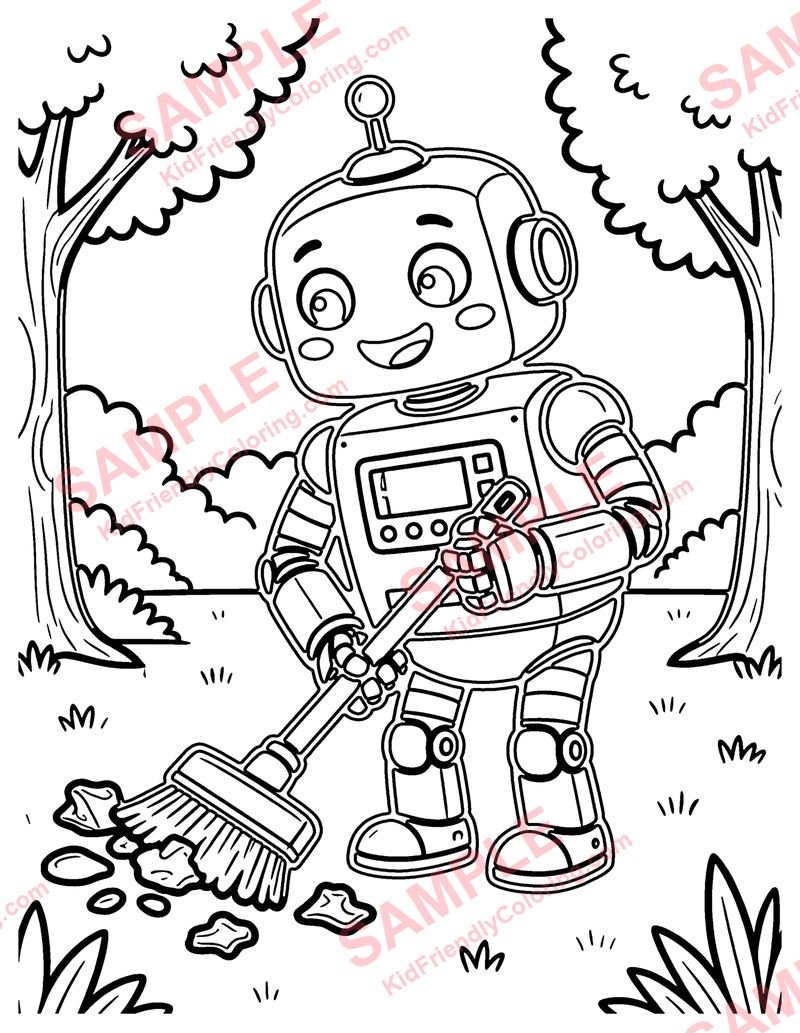 Recycling Robot coloring page preview
