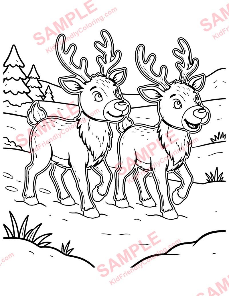 Reindeer Herd coloring page preview