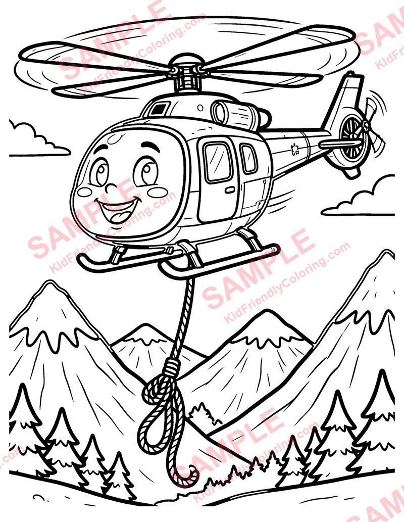 Rescue Helicopter coloring page preview