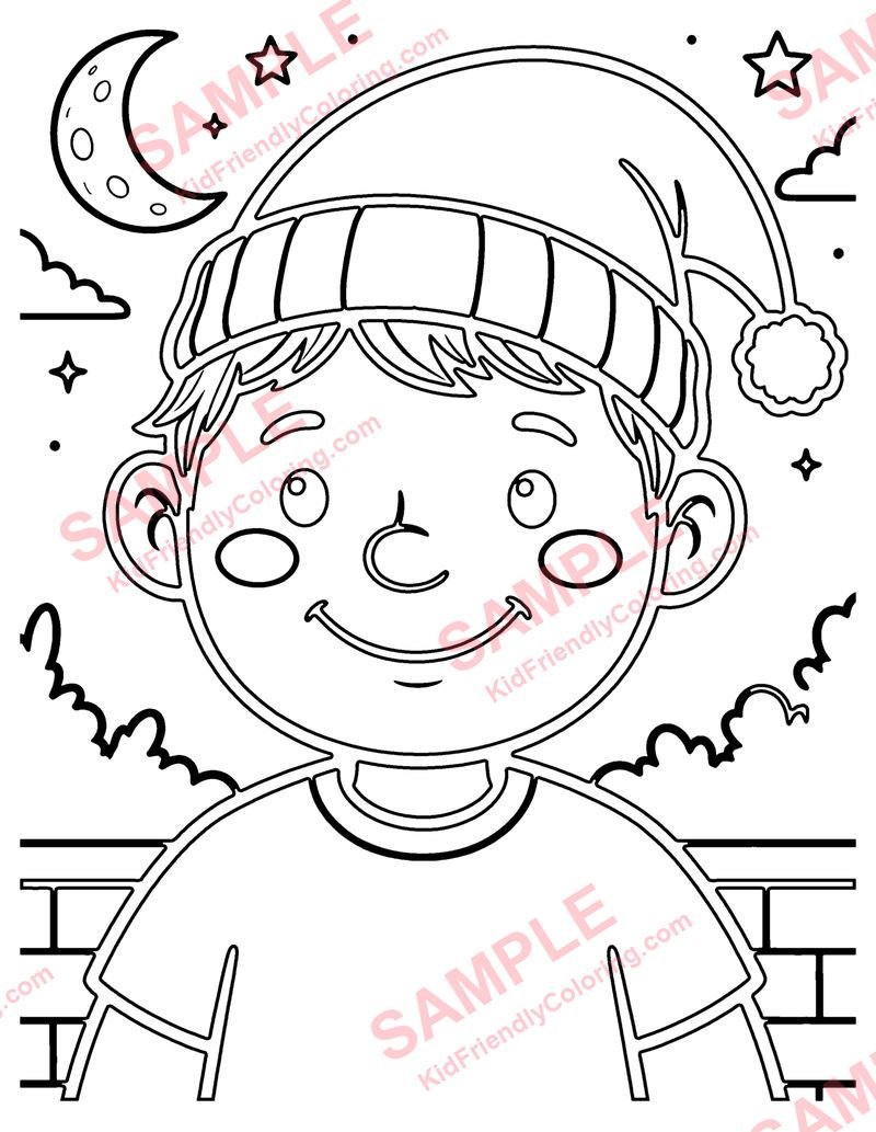 Retro Moon coloring page preview
