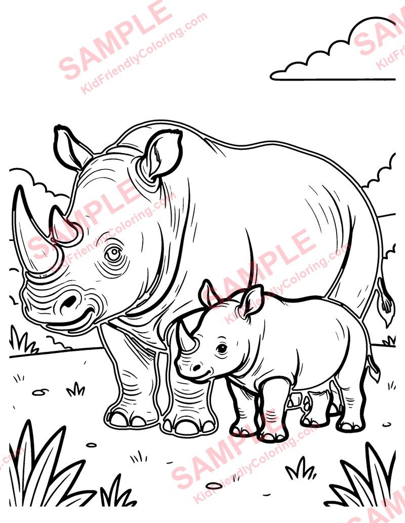 Rhino coloring page preview
